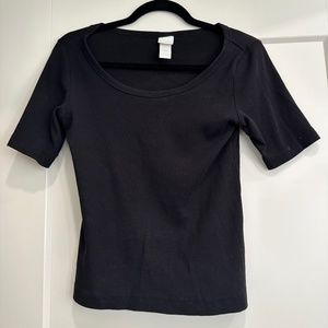 H&M Ribbed Cotton Shirt Black
